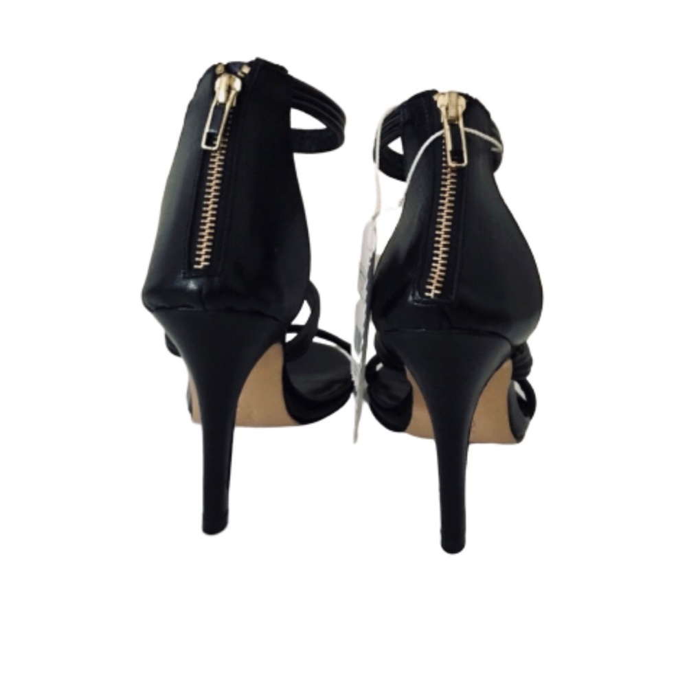 Christian Milano Heels 8 Black Leather Strappy - Picture 2 of 4